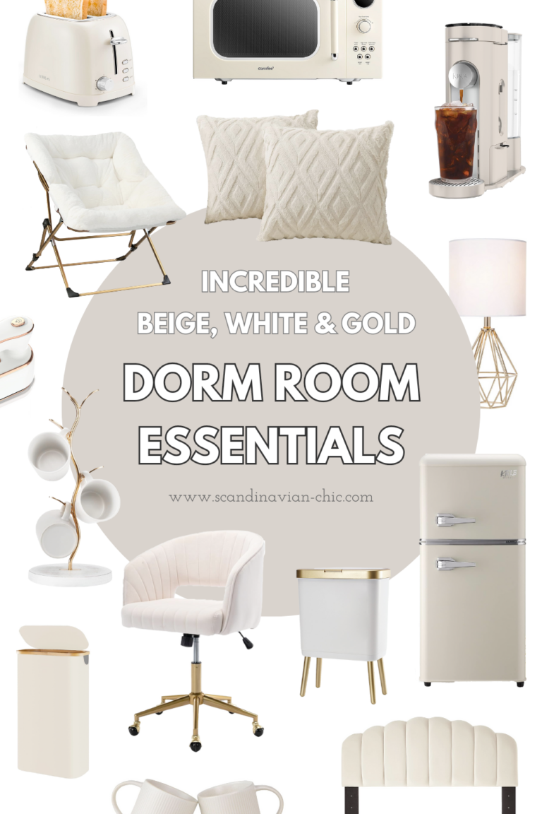 Aesthetic Beige, White & Gold Dorm Room Essentials